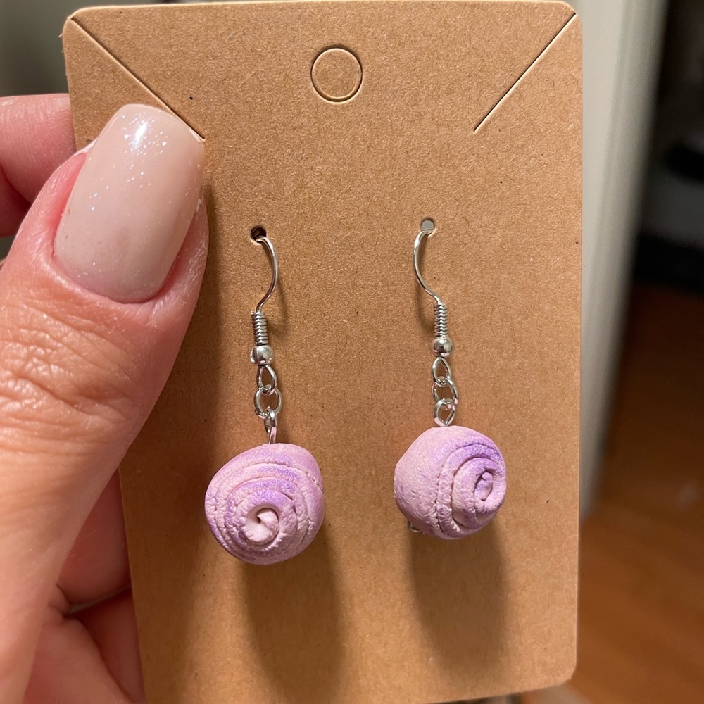 Purple polymer clay earrings